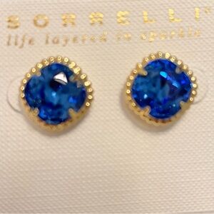Sorrelli Sapphire Earrings Bright Gold Tone